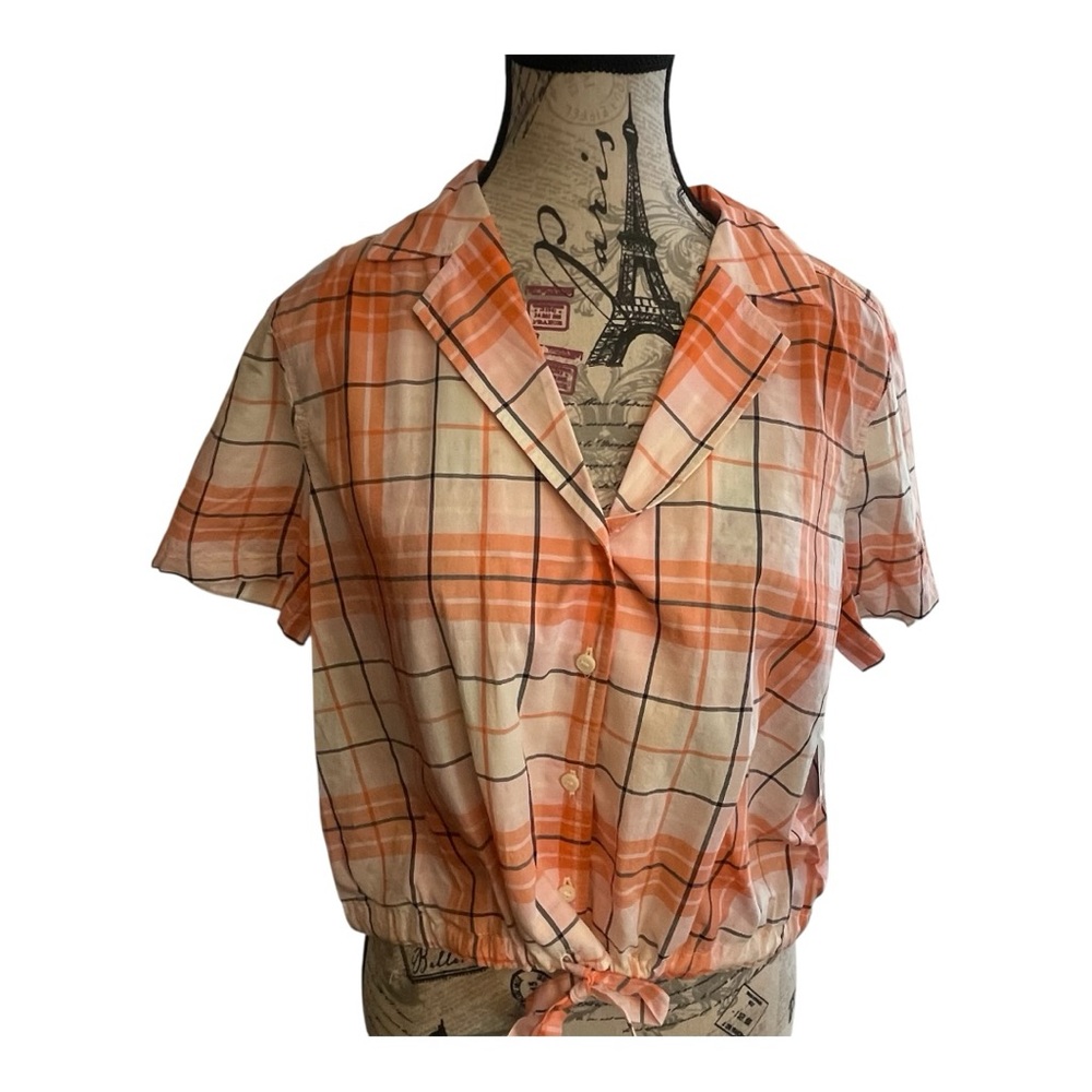 Abound Orange and White Plaid Button-Down Shirt